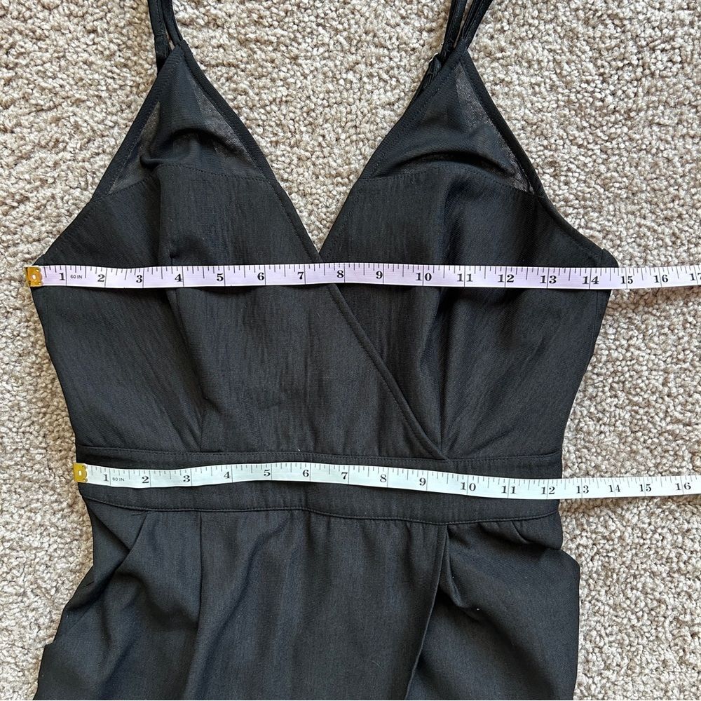 Minty Meets Munt Womens Black Front Slit Adjustable Strap Midi Dress Size Small - Picture 8 of 9